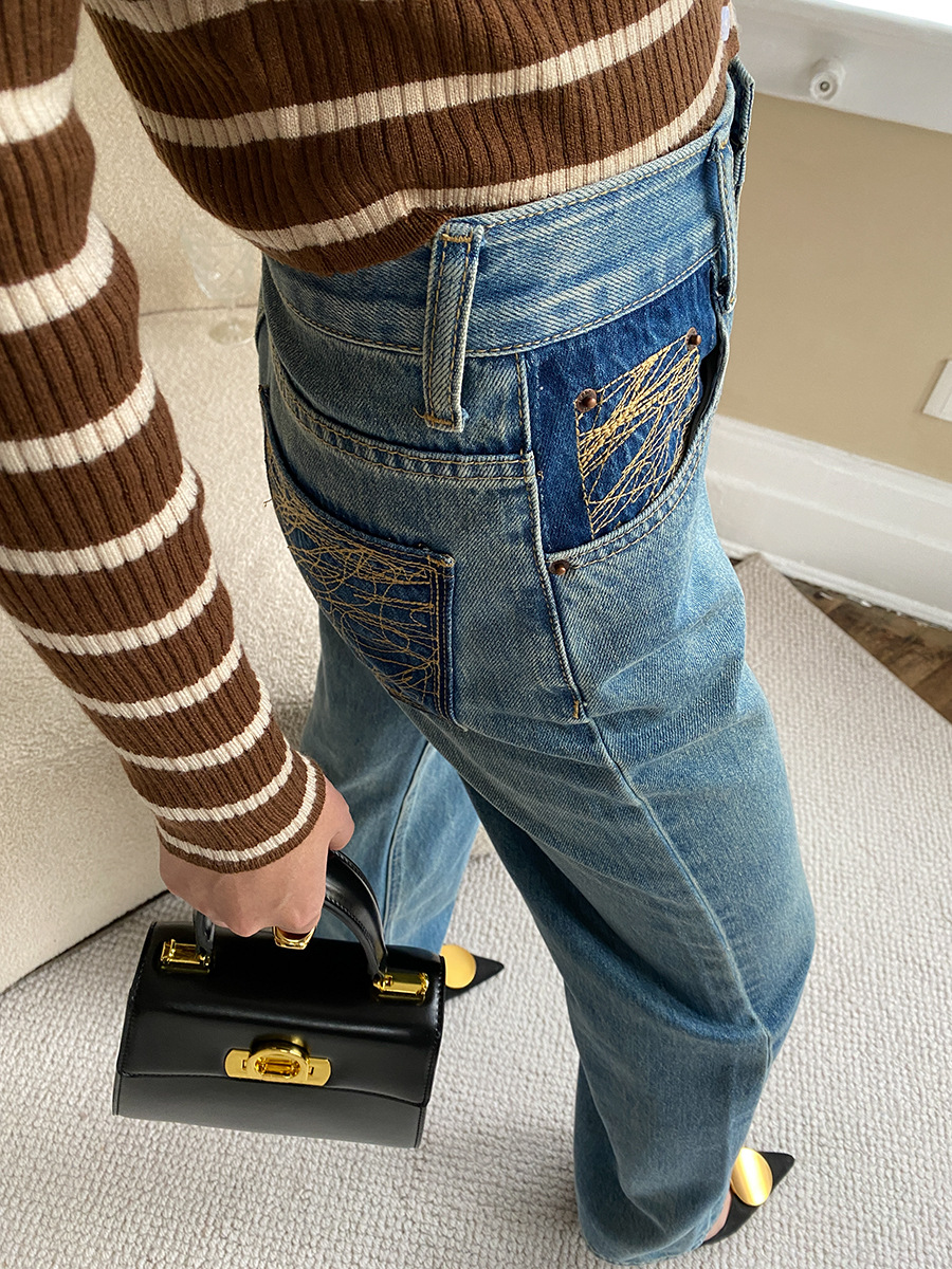 French straight leg wide-leg jeans