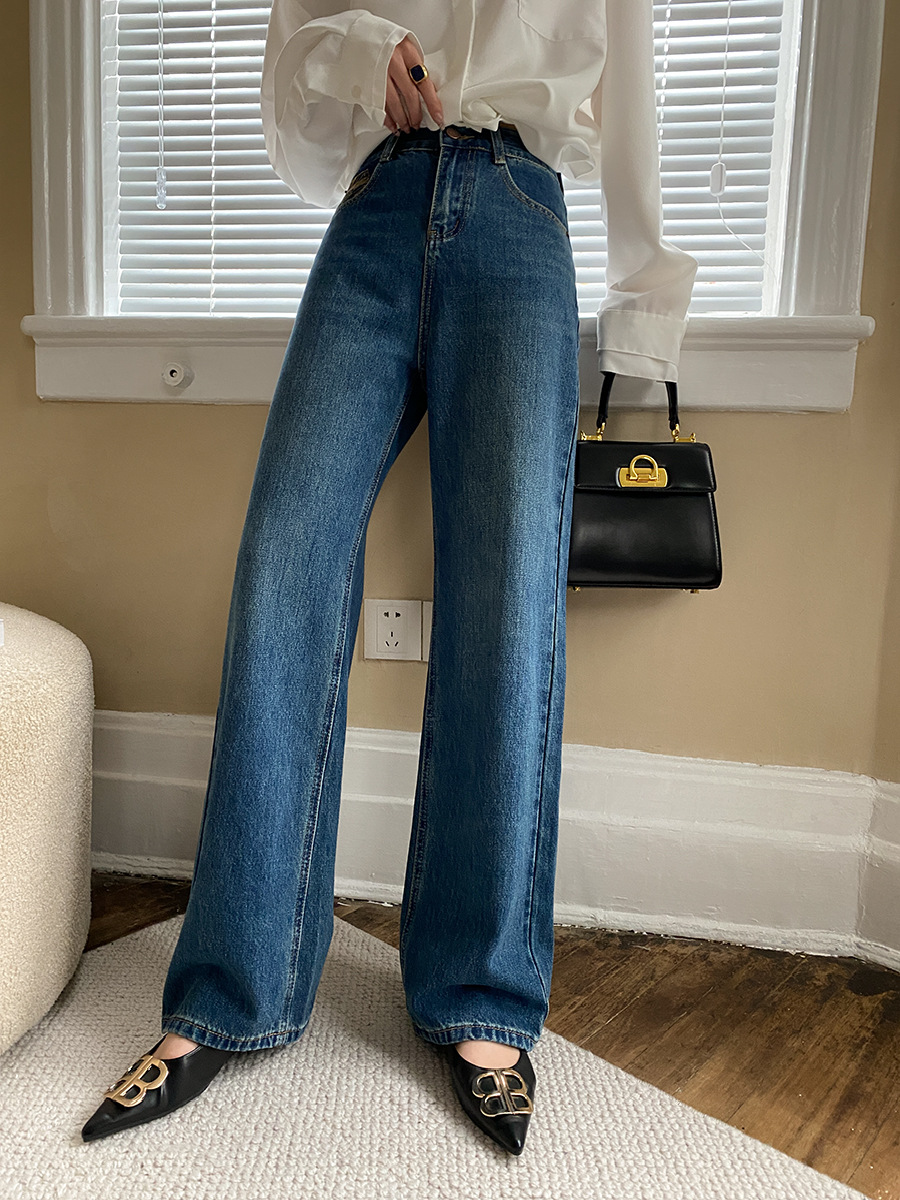 French straight leg wide-leg jeans