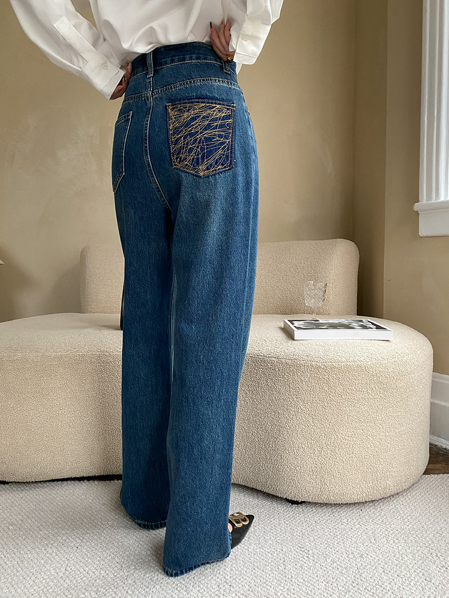 French straight leg wide-leg jeans