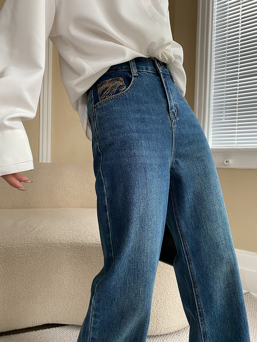 French straight leg wide-leg jeans