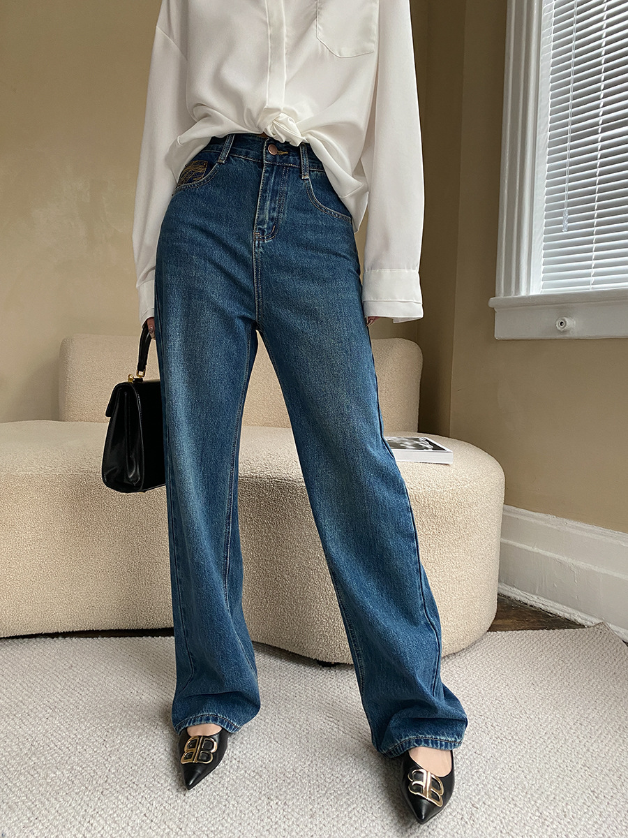 French straight leg wide-leg jeans