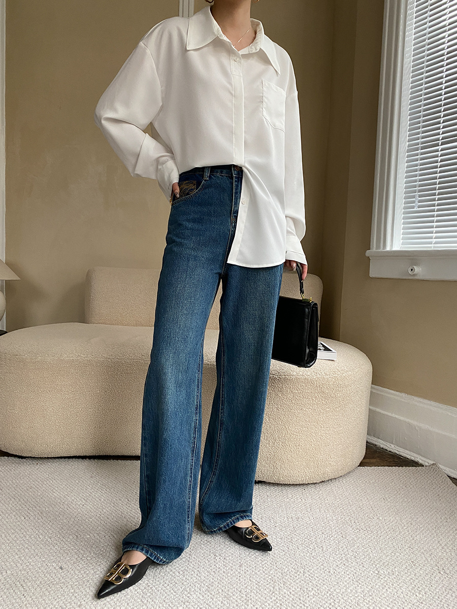 French straight leg wide-leg jeans