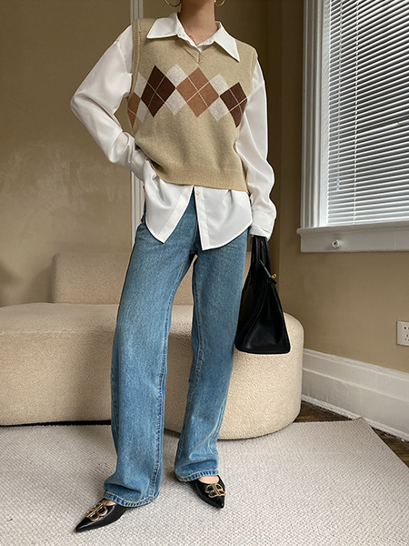 French straight leg wide-leg jeans