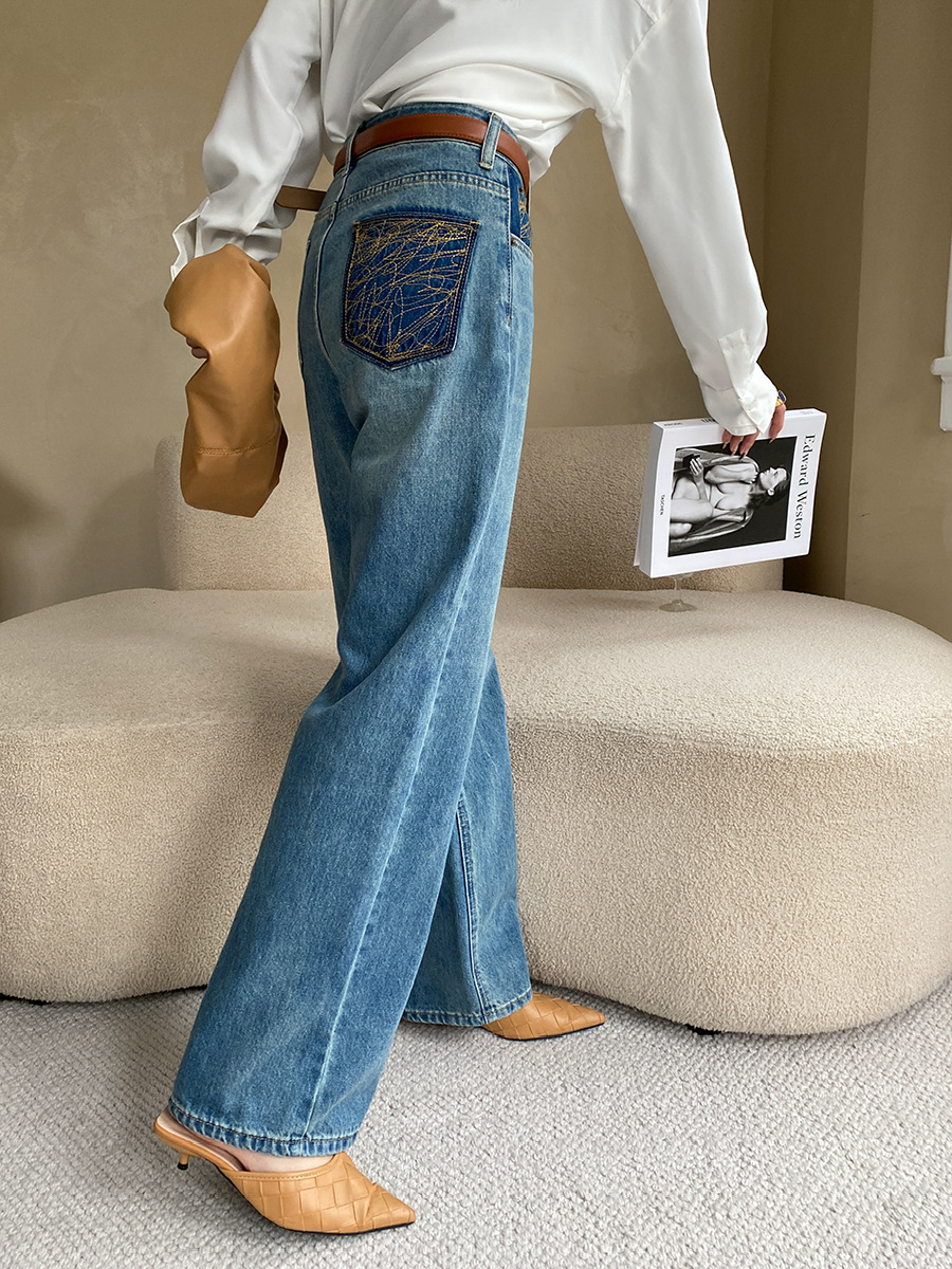 French straight leg wide-leg jeans
