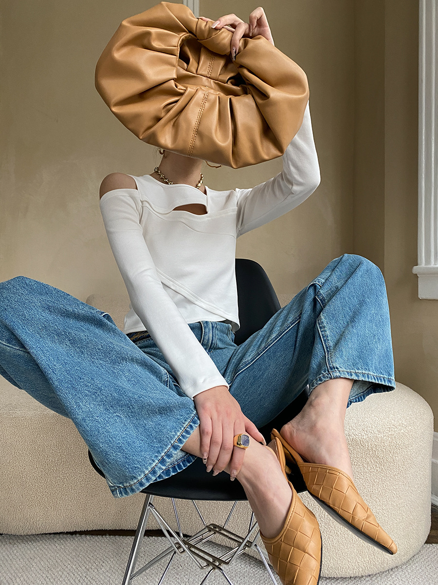 French straight leg wide-leg jeans
