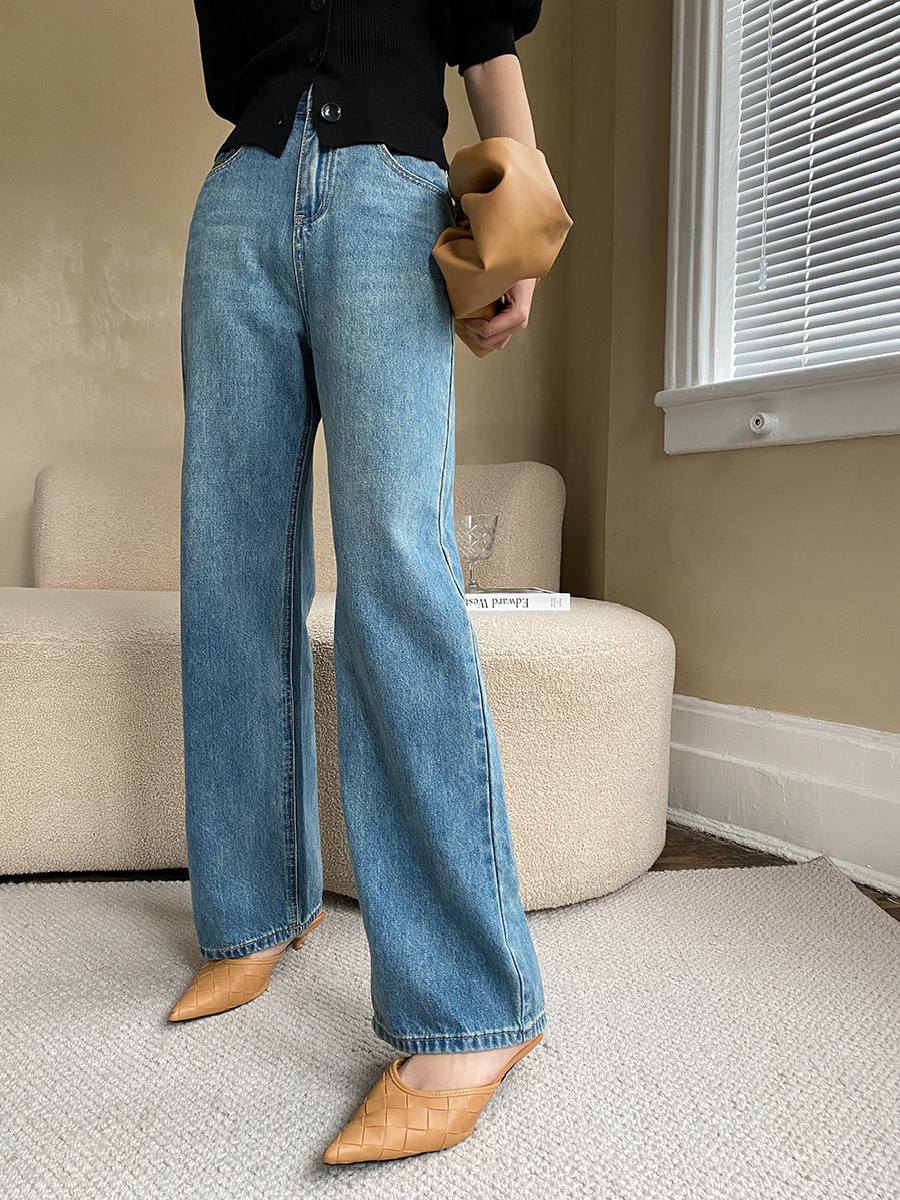 French straight leg wide-leg jeans