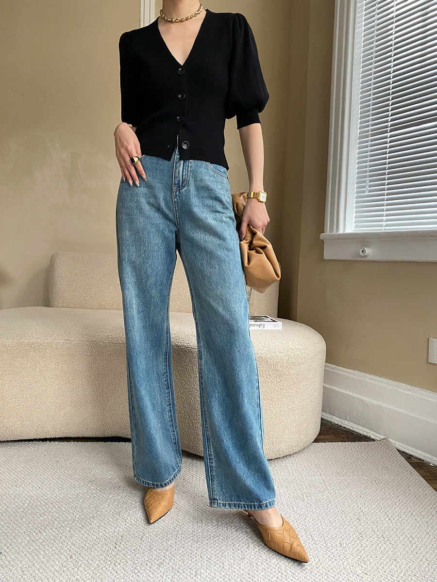 French straight leg wide-leg jeans