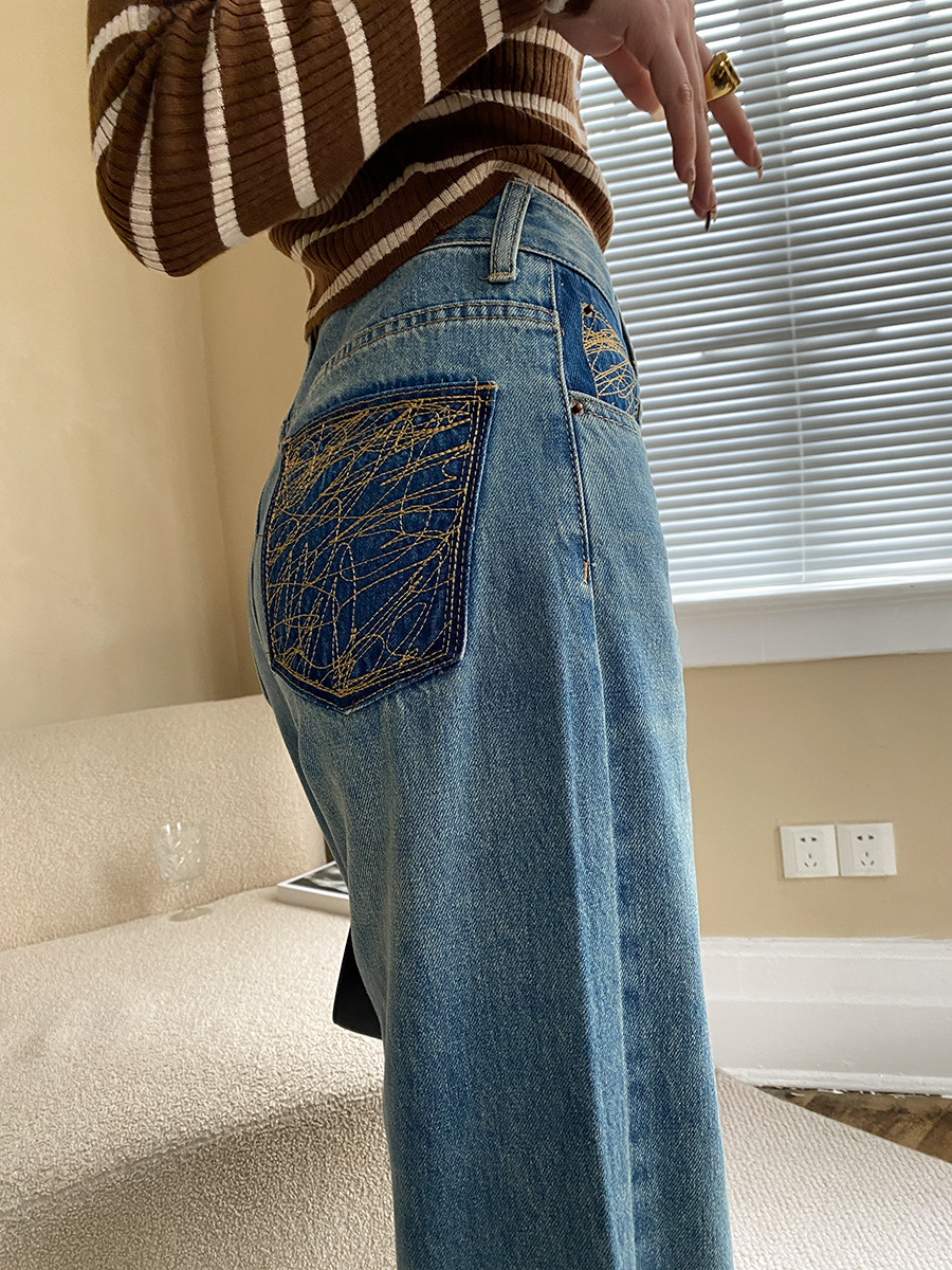 French straight leg wide-leg jeans