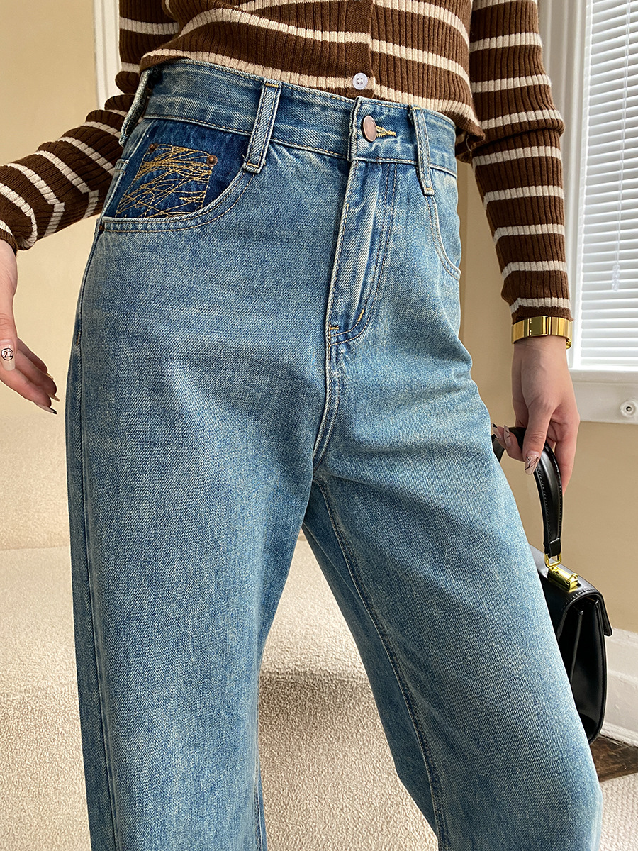 French straight leg wide-leg jeans