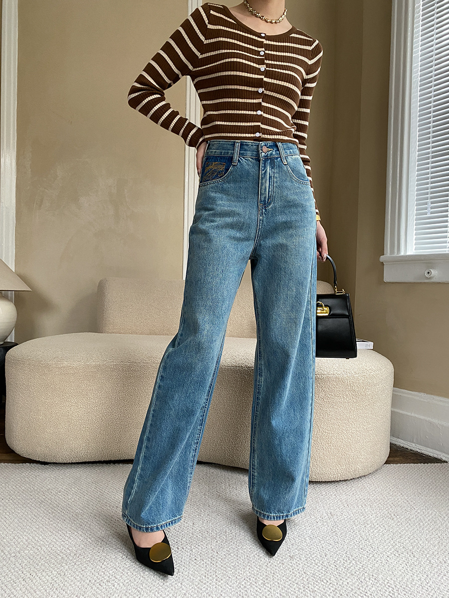 French straight leg wide-leg jeans