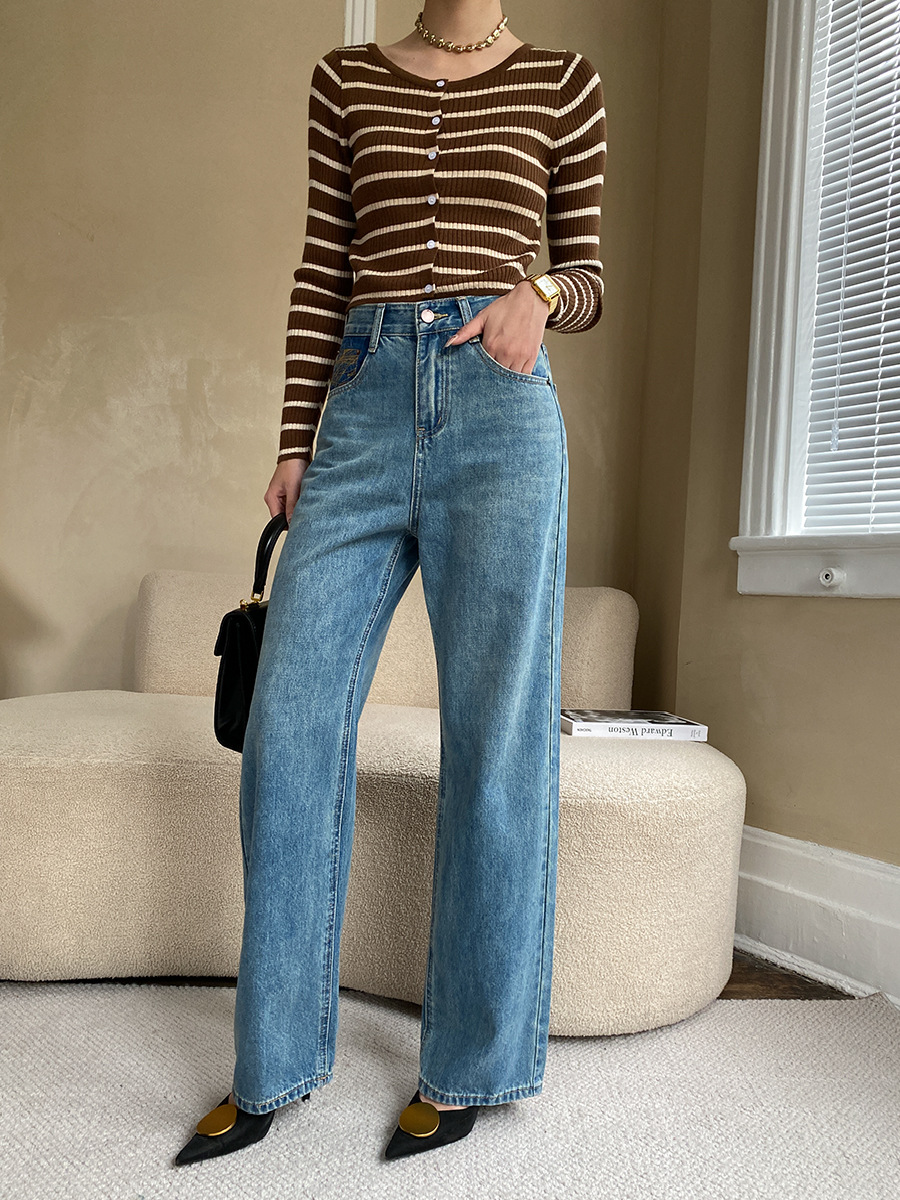 French straight leg wide-leg jeans