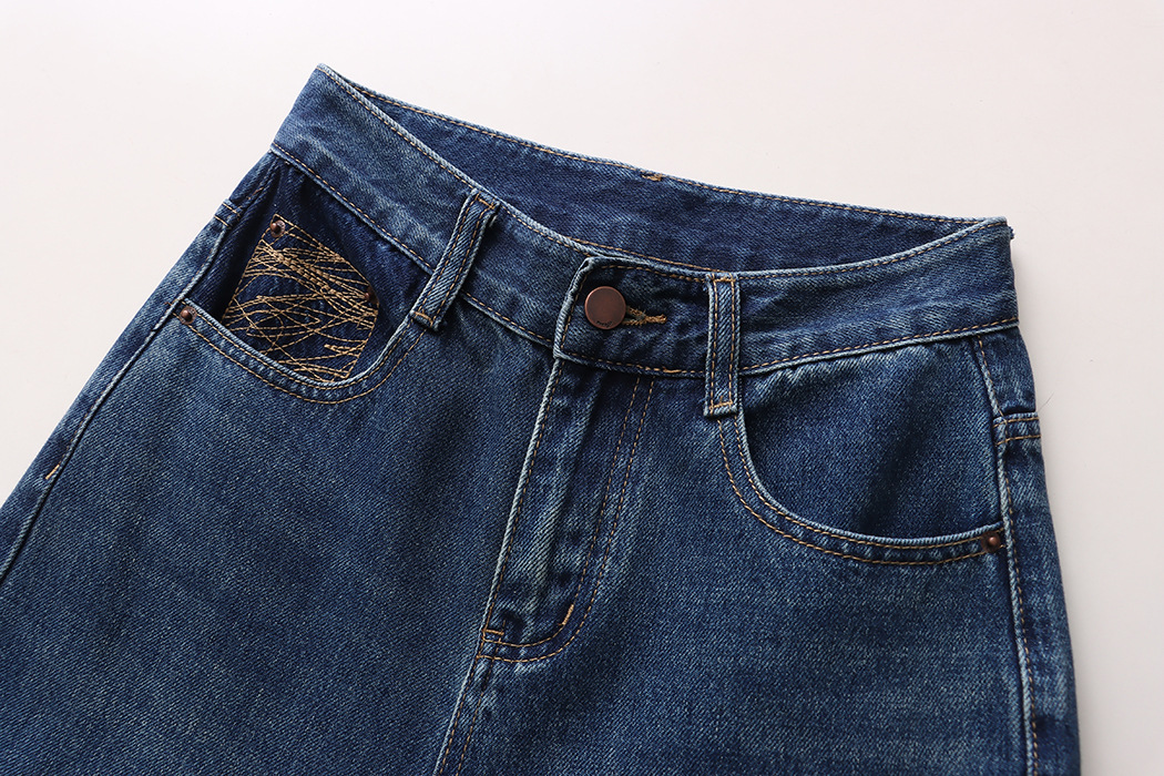 French straight leg wide-leg jeans