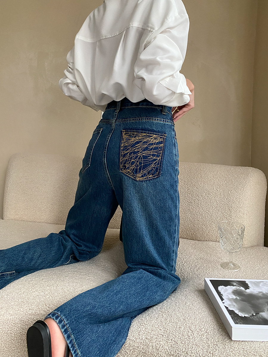 French straight leg wide-leg jeans