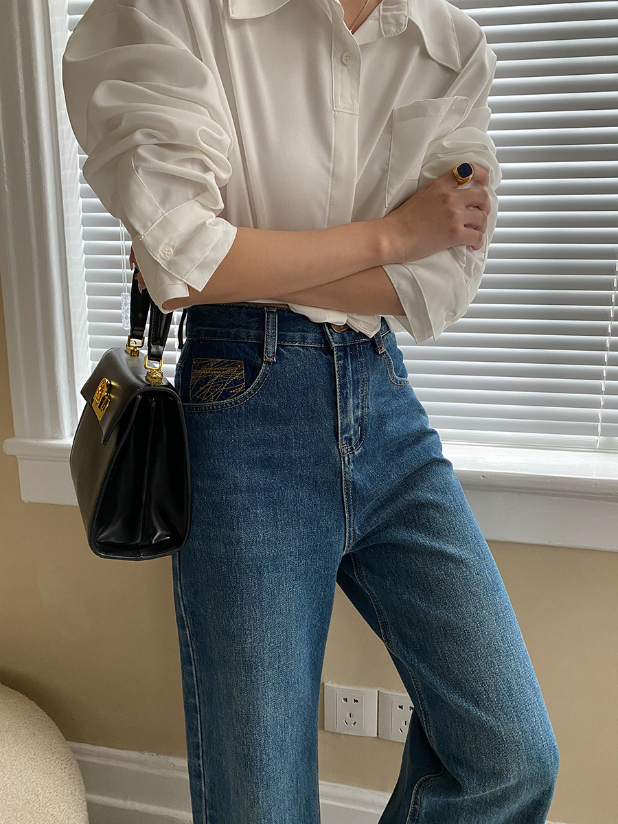French straight leg wide-leg jeans