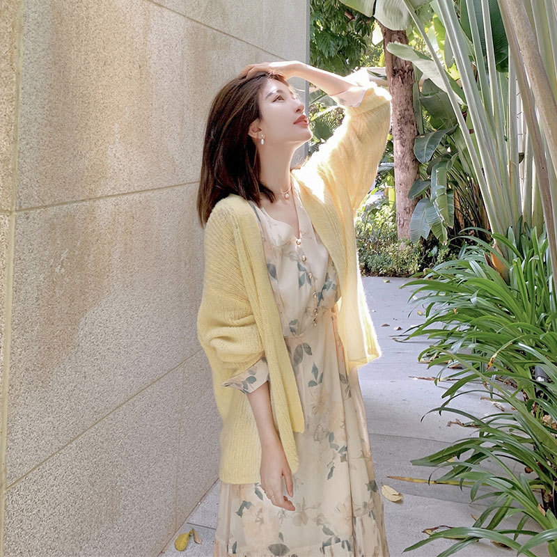 Gentle fresh age reduction floral dress two sets