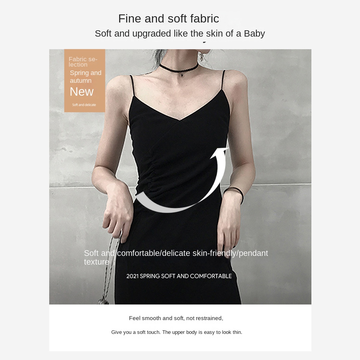 Halter dress female platycodon French slim slit inside with a little black skirt base