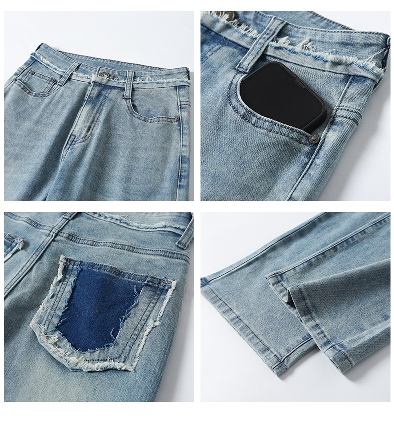High-waisted jeans summer simple wide-leg pants for women