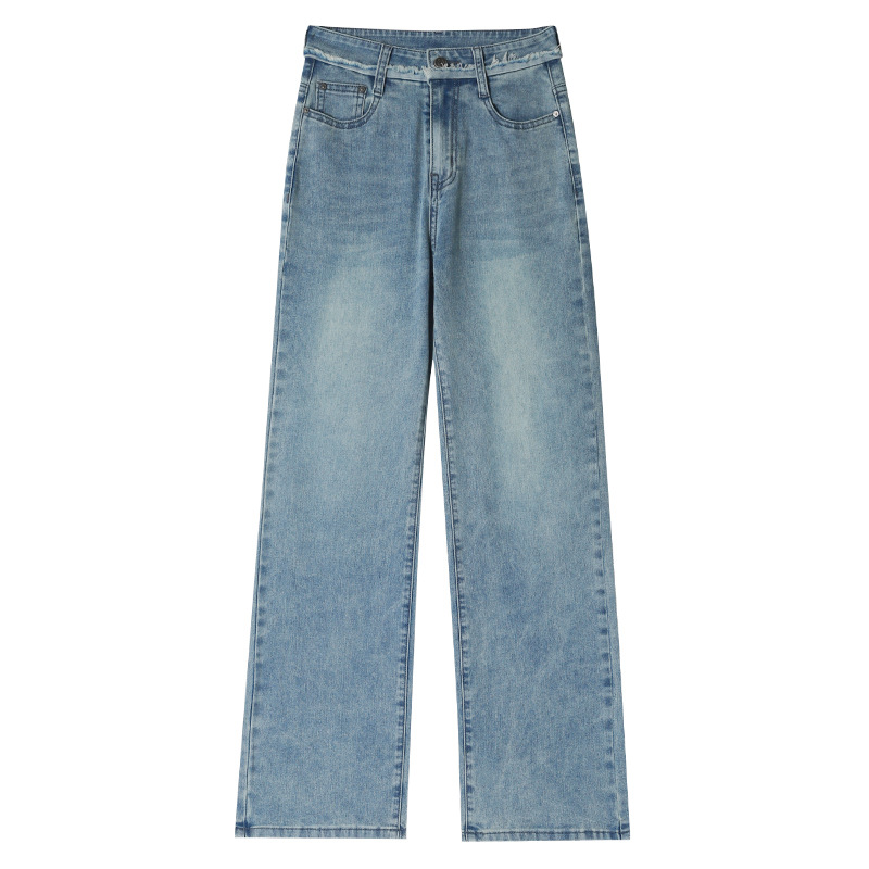 High-waisted jeans summer simple wide-leg pants for women