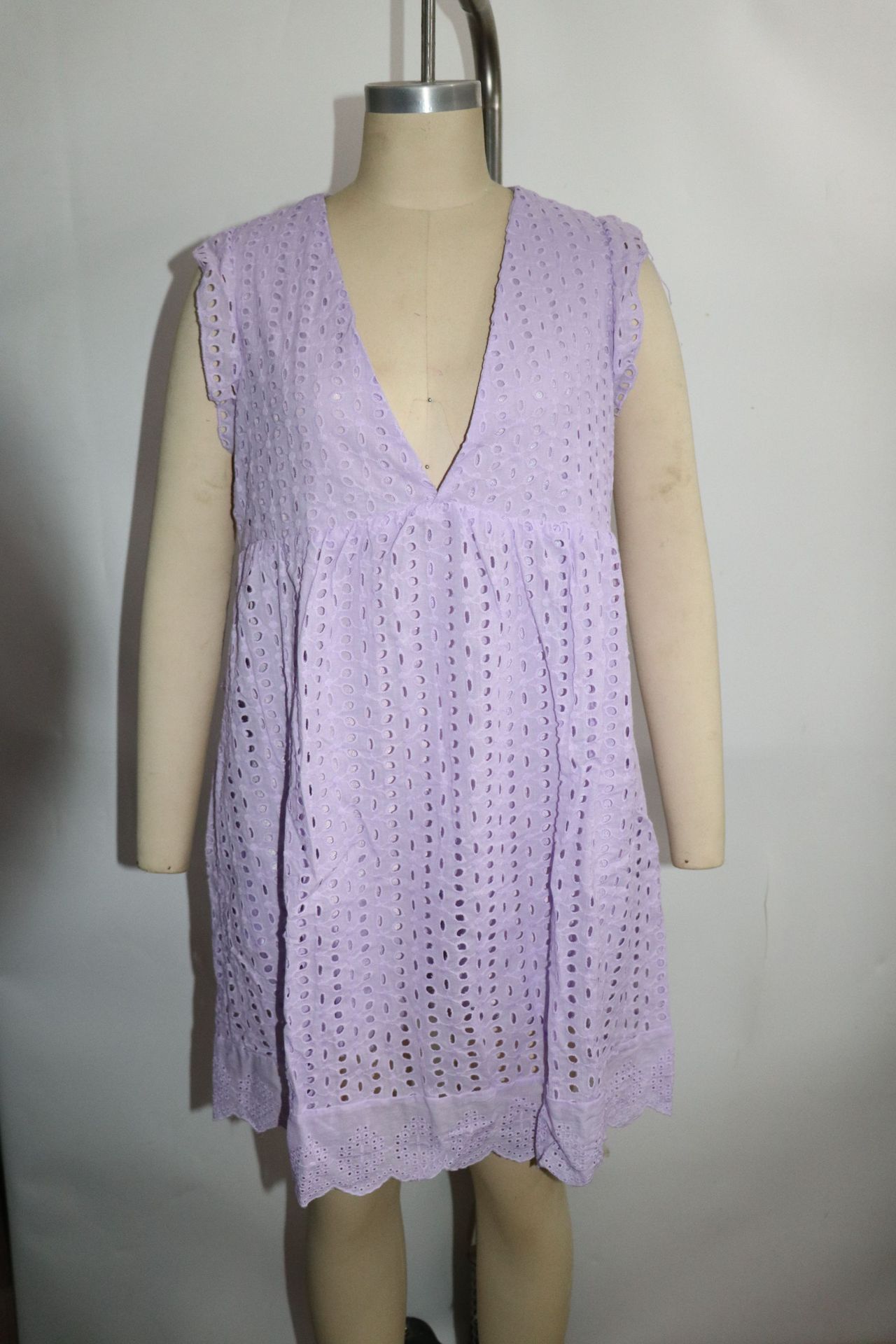 Lace jacquard cutout V-neck dress