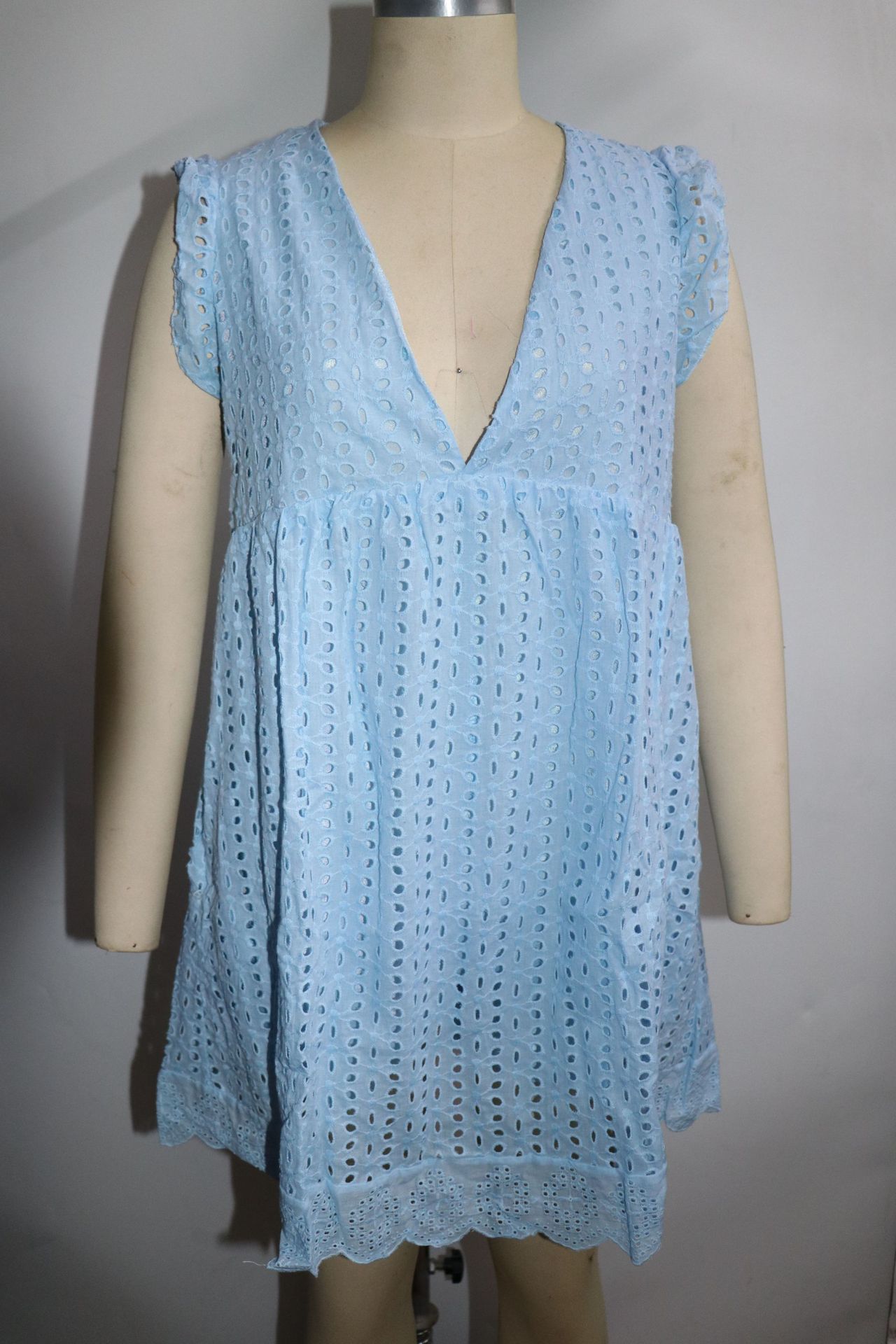 Lace jacquard cutout V-neck dress