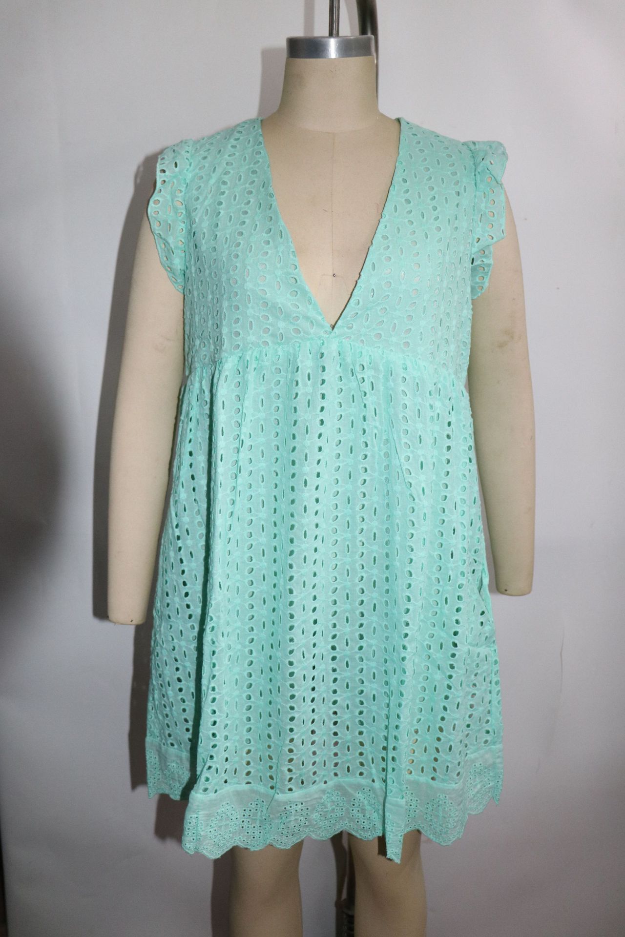 Lace jacquard cutout V-neck dress
