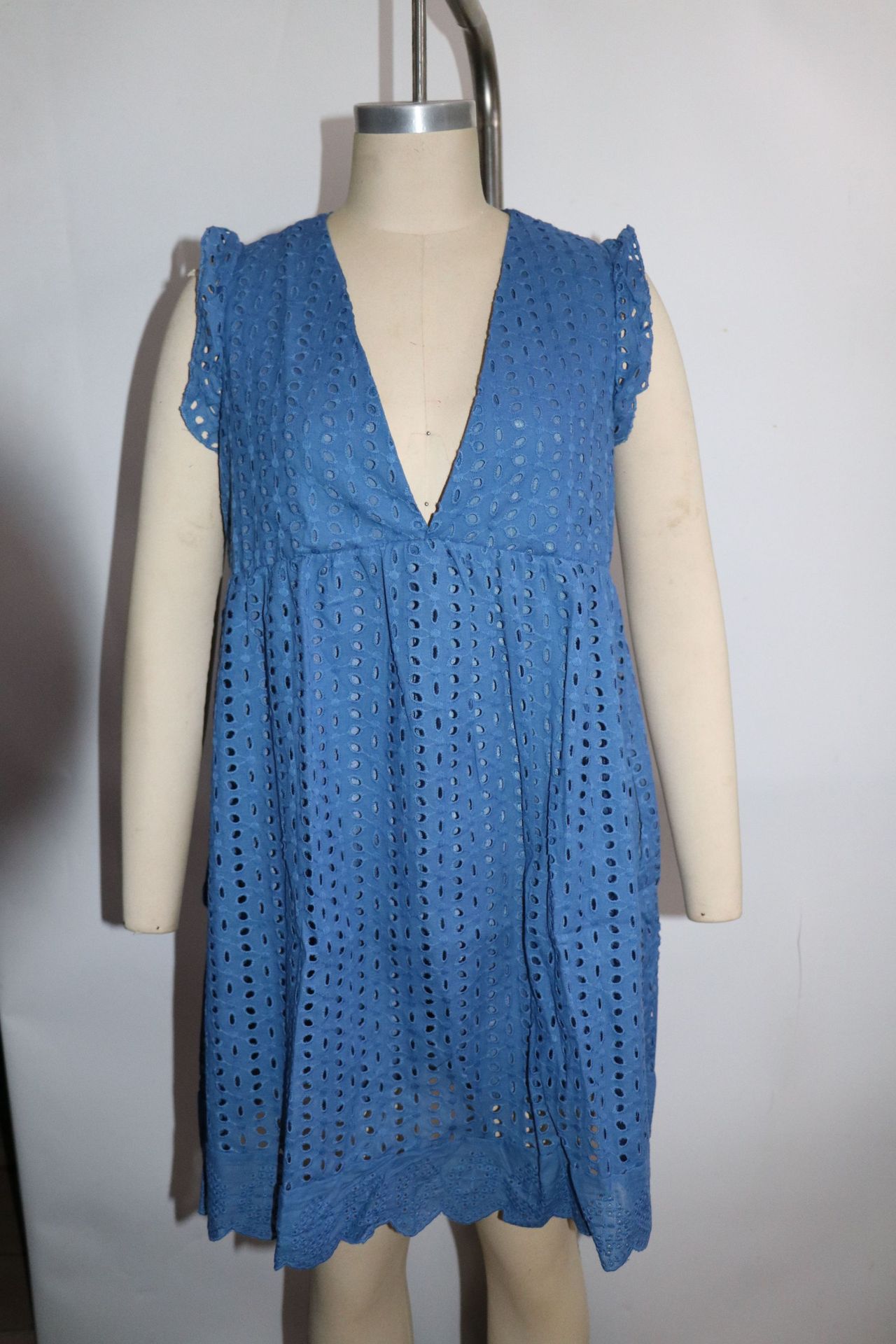 Lace jacquard cutout V-neck dress