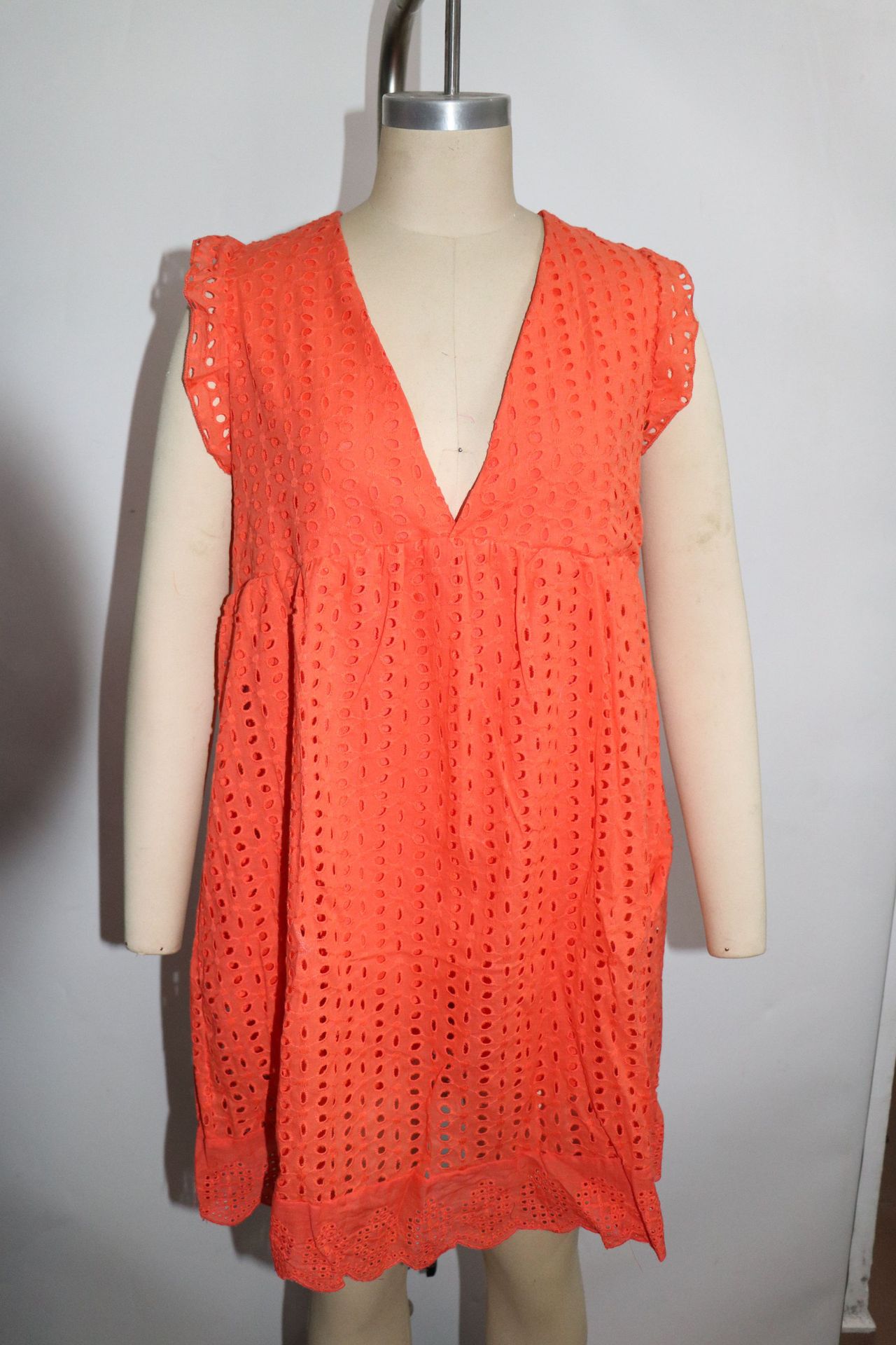 Lace jacquard cutout V-neck dress