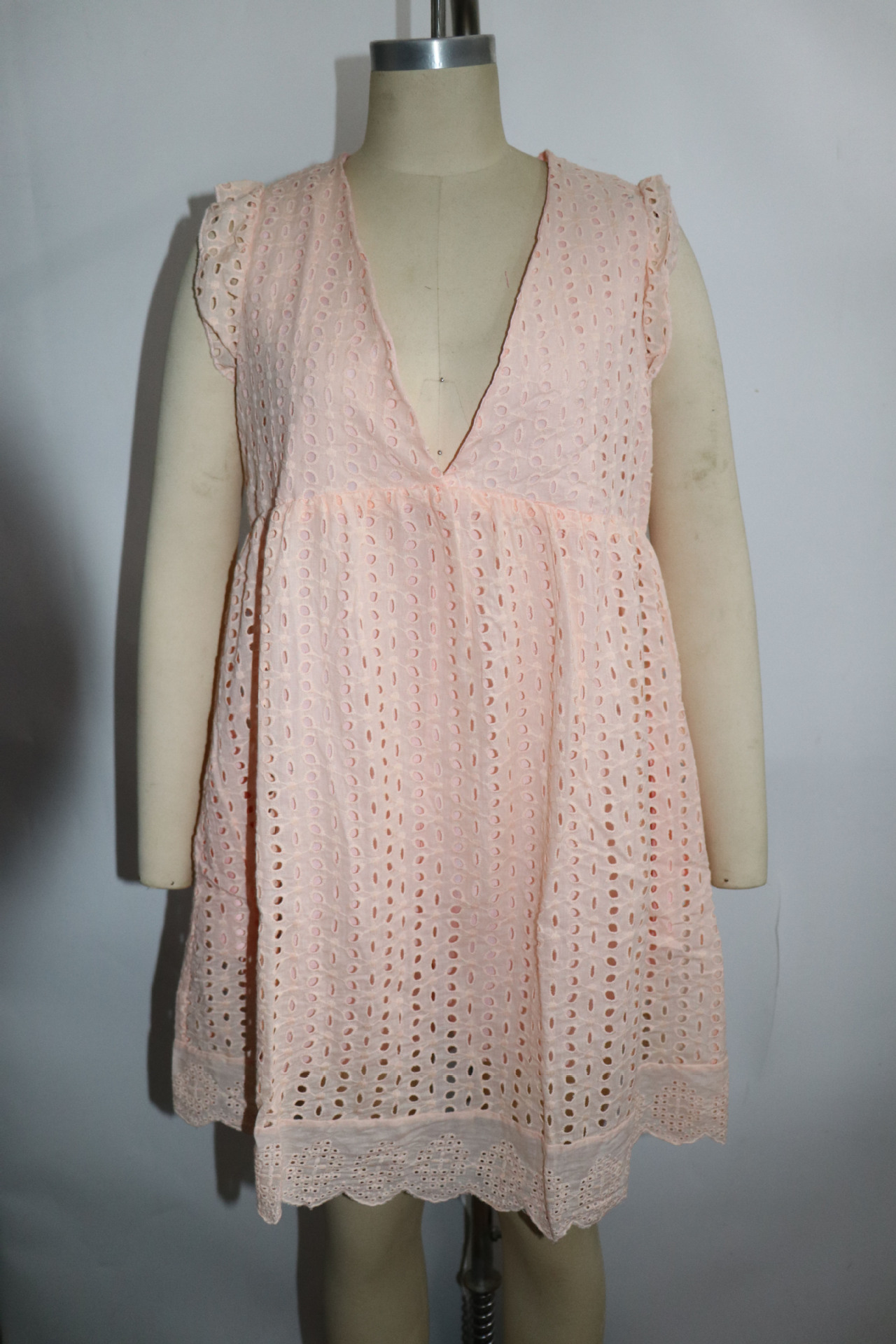 Lace jacquard cutout V-neck dress