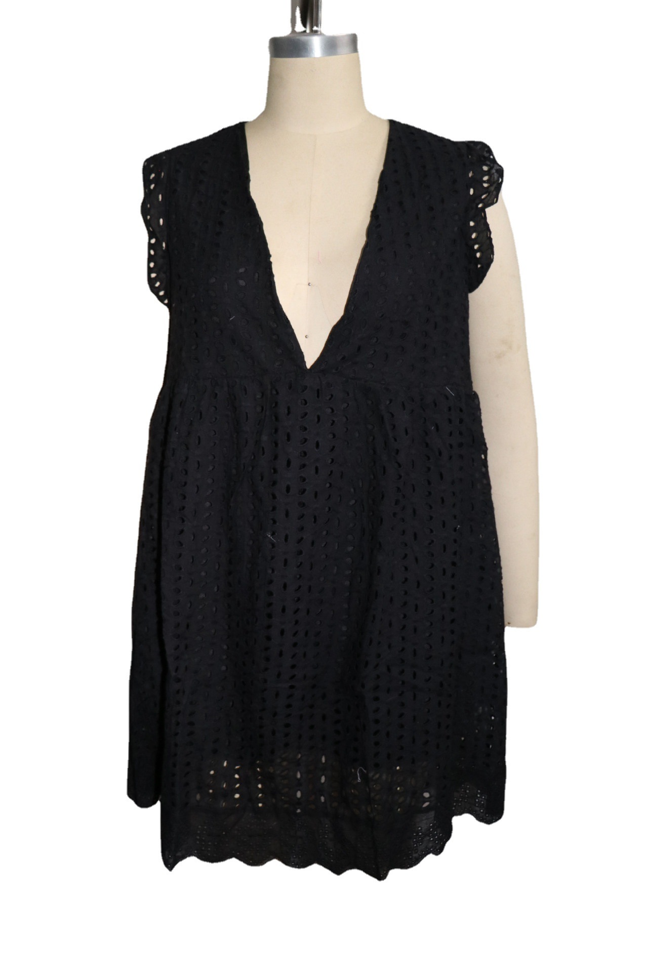 Lace jacquard cutout V-neck dress