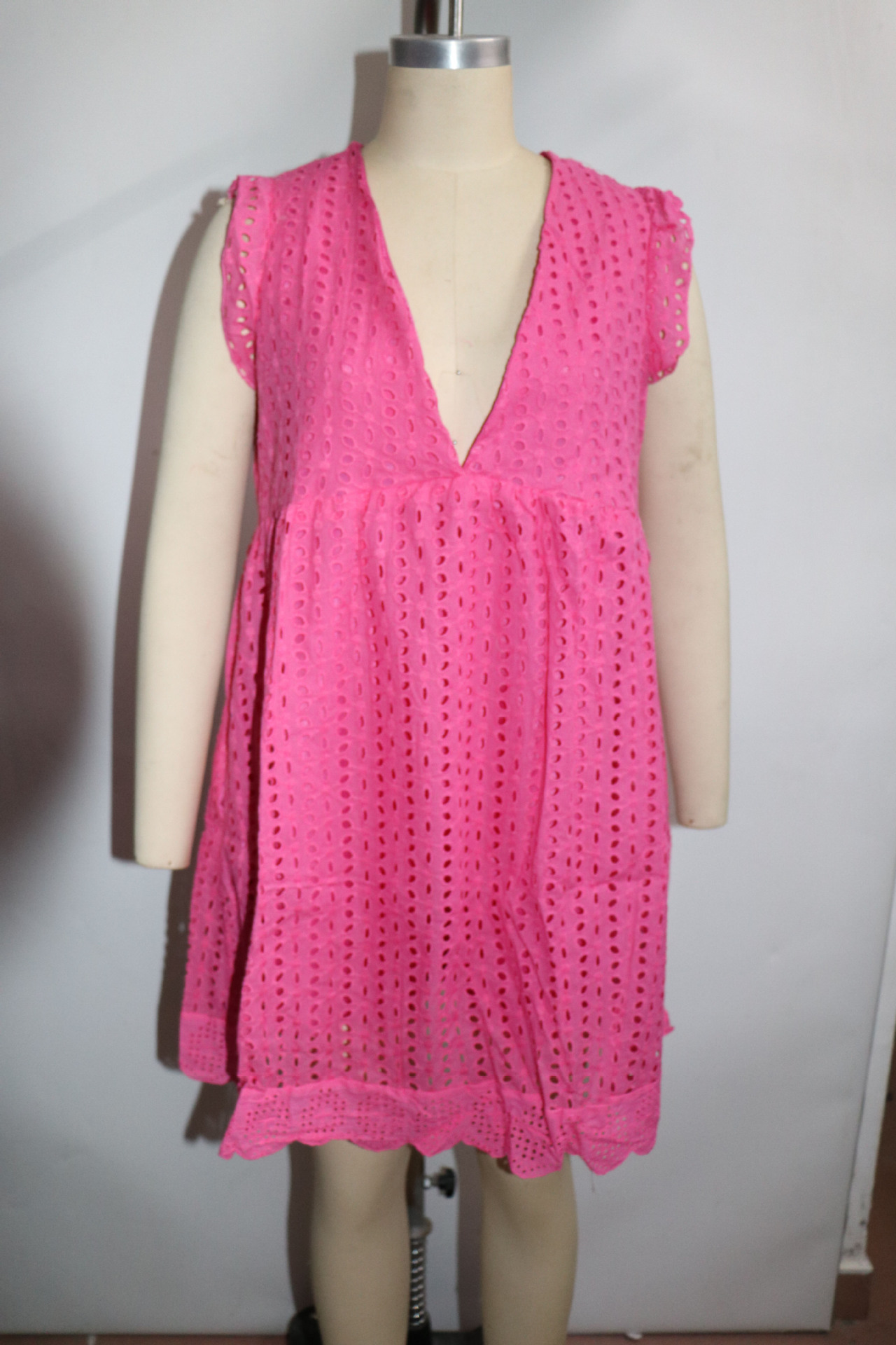Lace jacquard cutout V-neck dress