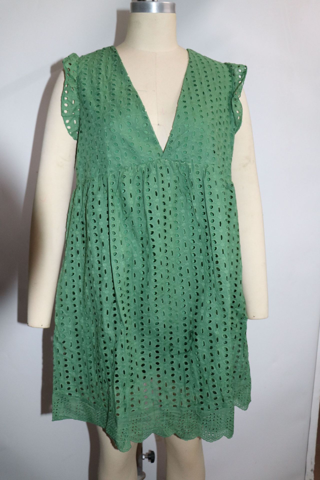 Lace jacquard cutout V-neck dress