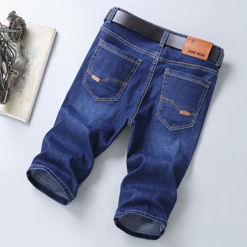 Men’s denim shorts Men’s cropped pants loose straight mid-leg trousers
