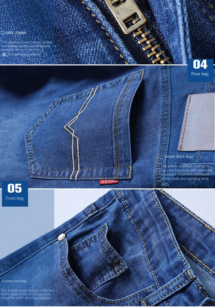 Men’s denim shorts Men’s cropped pants loose straight mid-leg trousers