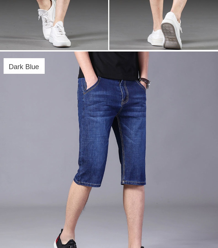 Men’s denim shorts Men’s cropped pants loose straight mid-leg trousers