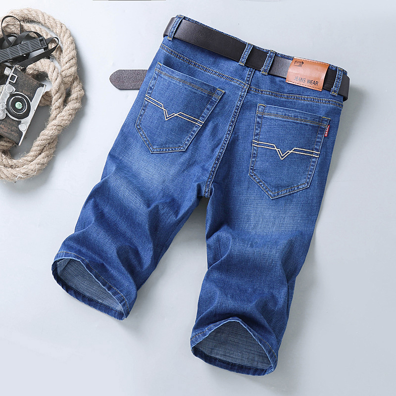 Men’s denim shorts Men’s cropped pants loose straight mid-leg trousers