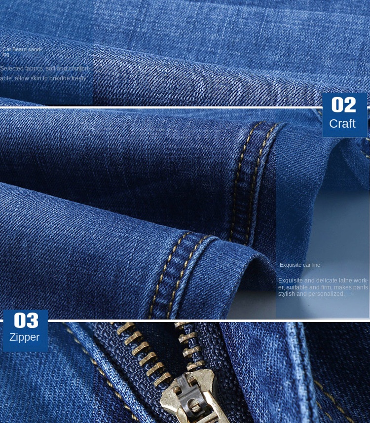 Men’s denim shorts Men’s cropped pants loose straight mid-leg trousers