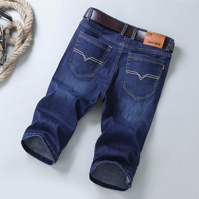 Men’s denim shorts Men’s cropped pants loose straight mid-leg trousers