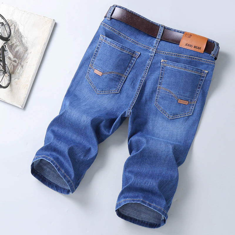 Men’s denim shorts Men’s cropped pants loose straight mid-leg trousers