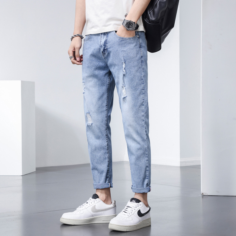 Men’s new fashion casual pants youth small feet pants