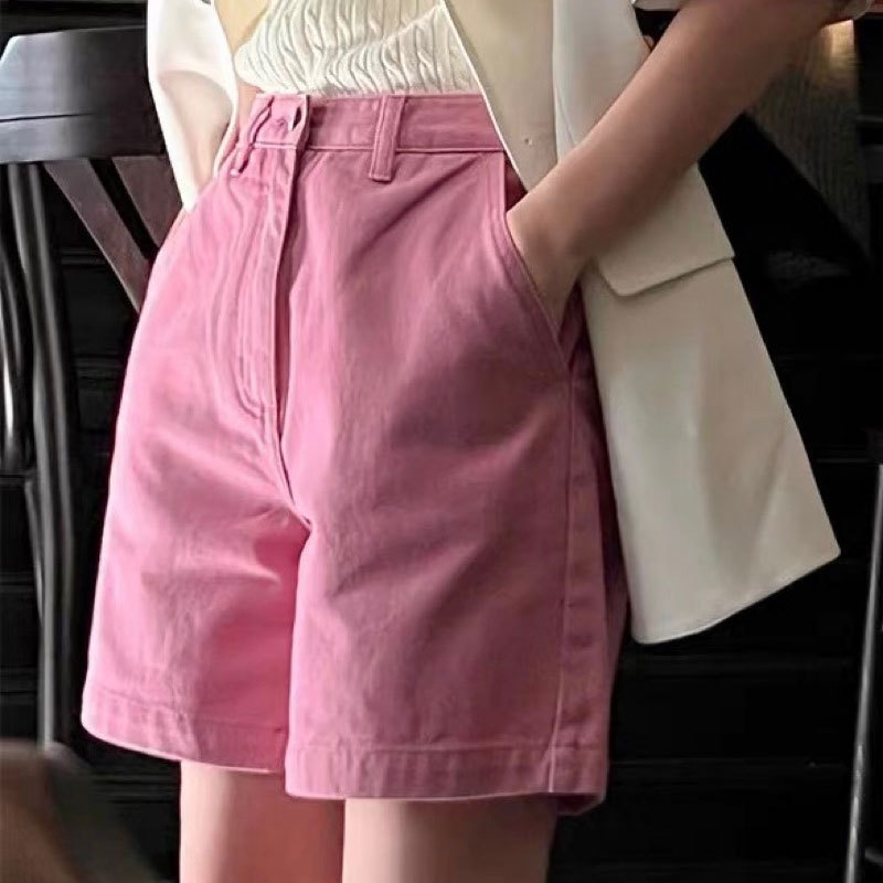 New high-waisted baggy fashion shorts women’s pink casual pants