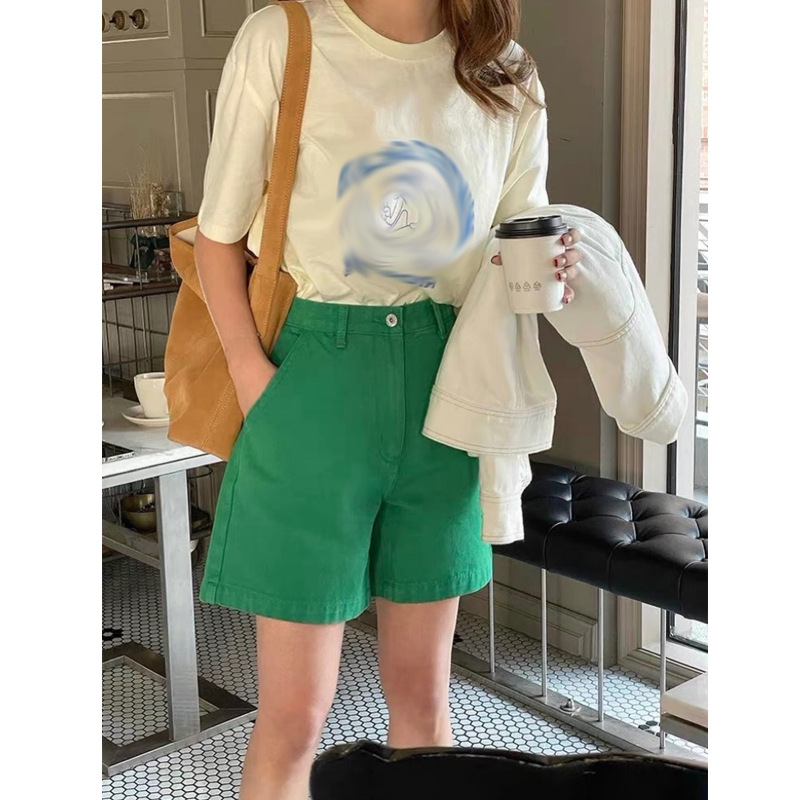 New high-waisted baggy fashion shorts women’s pink casual pants