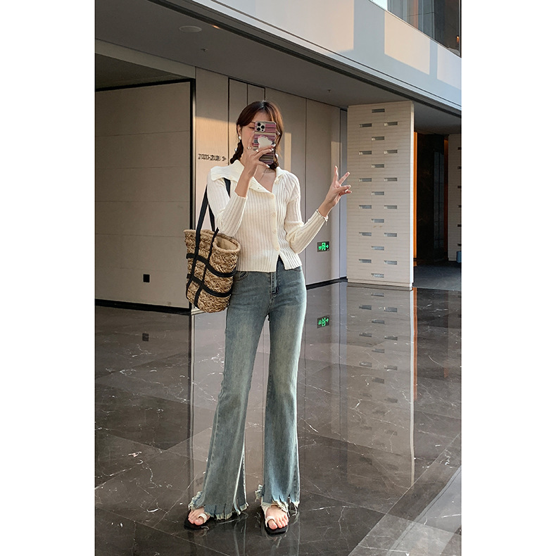 Slim pants with a retro design of cropped cropped jeans