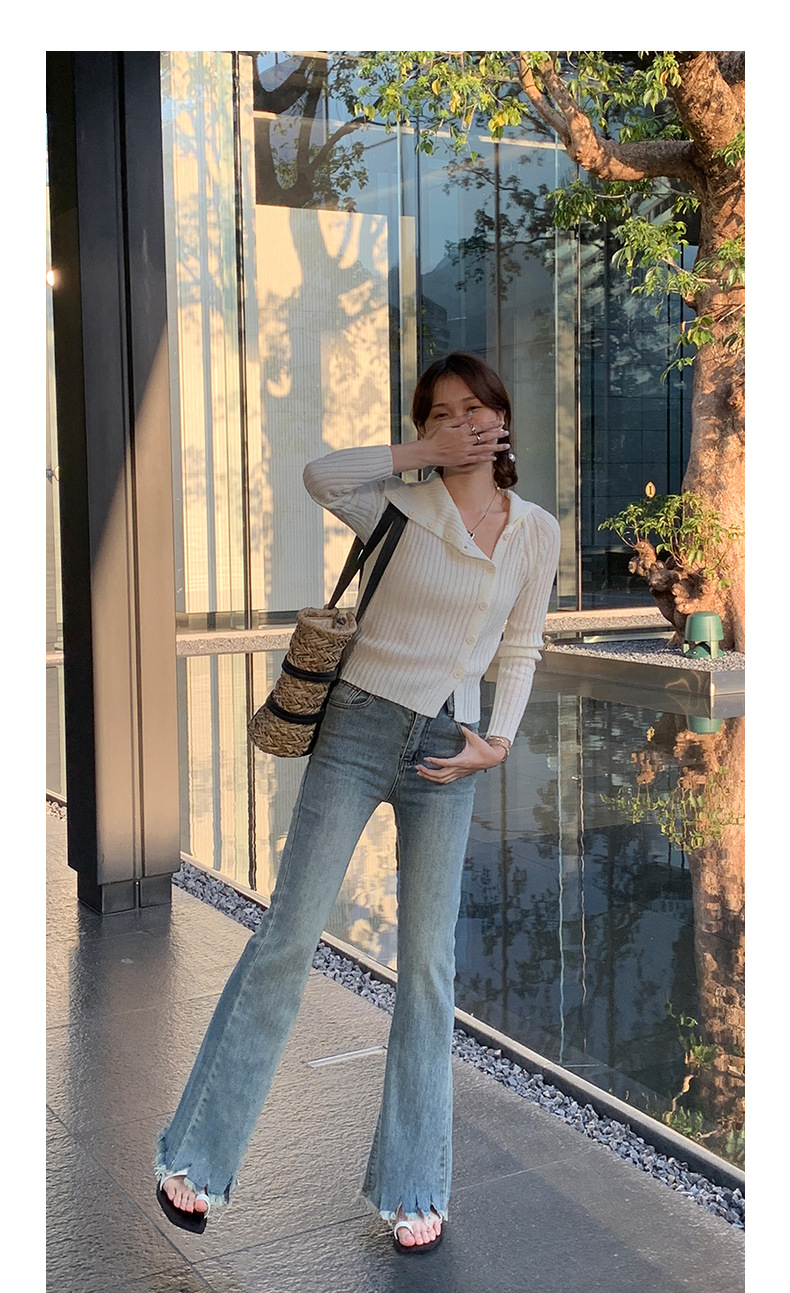 Slim pants with a retro design of cropped cropped jeans