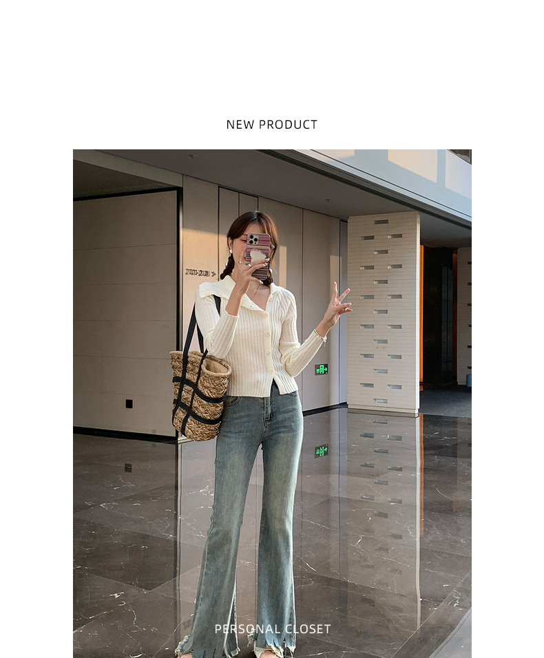Slim pants with a retro design of cropped cropped jeans