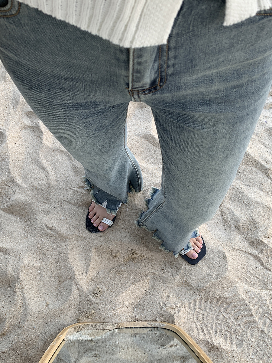 Slim pants with a retro design of cropped cropped jeans