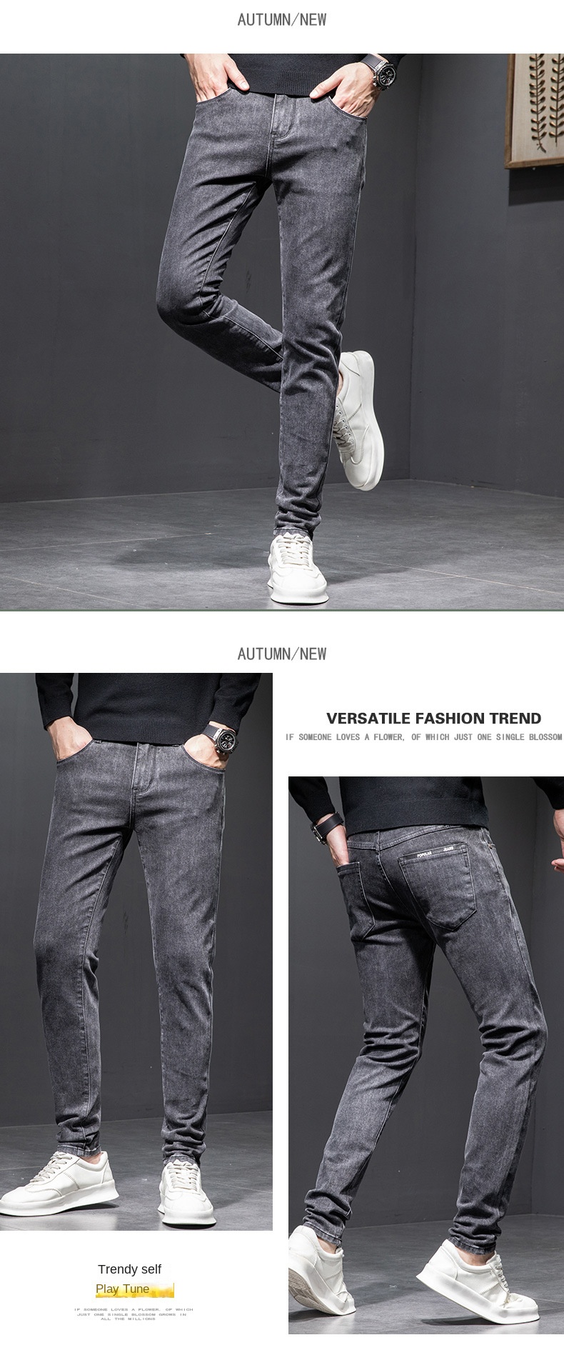 Slim stretch jeans for men youth men’s wear