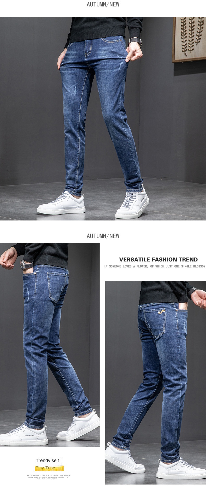 Slim stretch jeans for men youth men’s wear