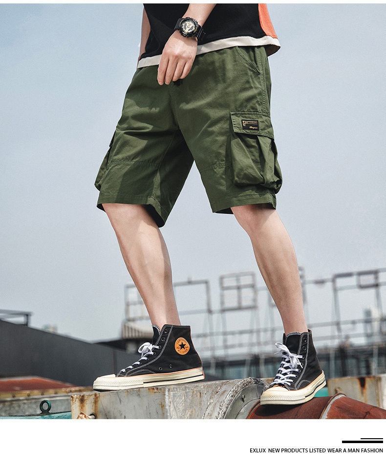 Sports cargo shorts men’s new summer straight leg Korean version of the trend pants five points casual pants