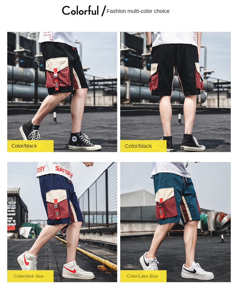 Sports cargo shorts men’s new summer straight leg Korean version of the trend pants five points casual pants