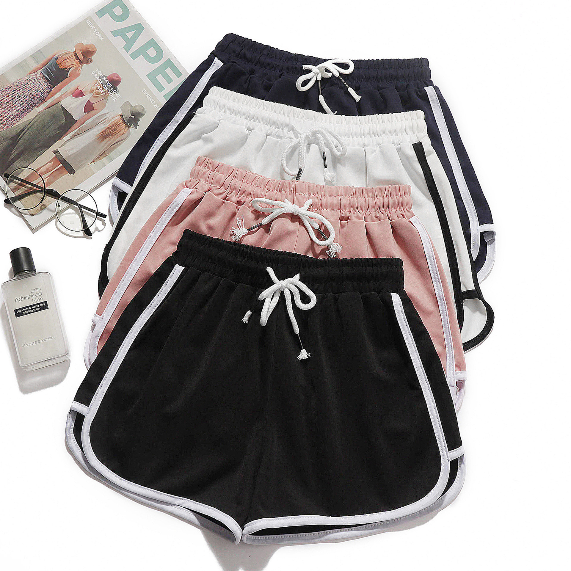Sports style three-point shorts Yoga slimming baggy pocket plus size shorts